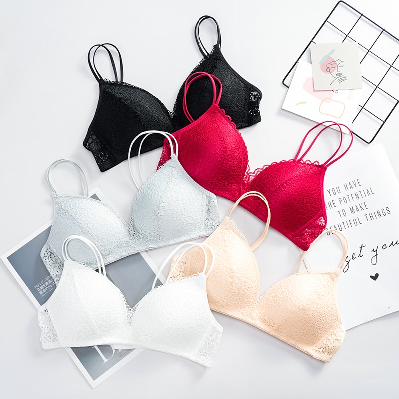 Cute Comfort Wireless Bras For Women Half Cup Plunge