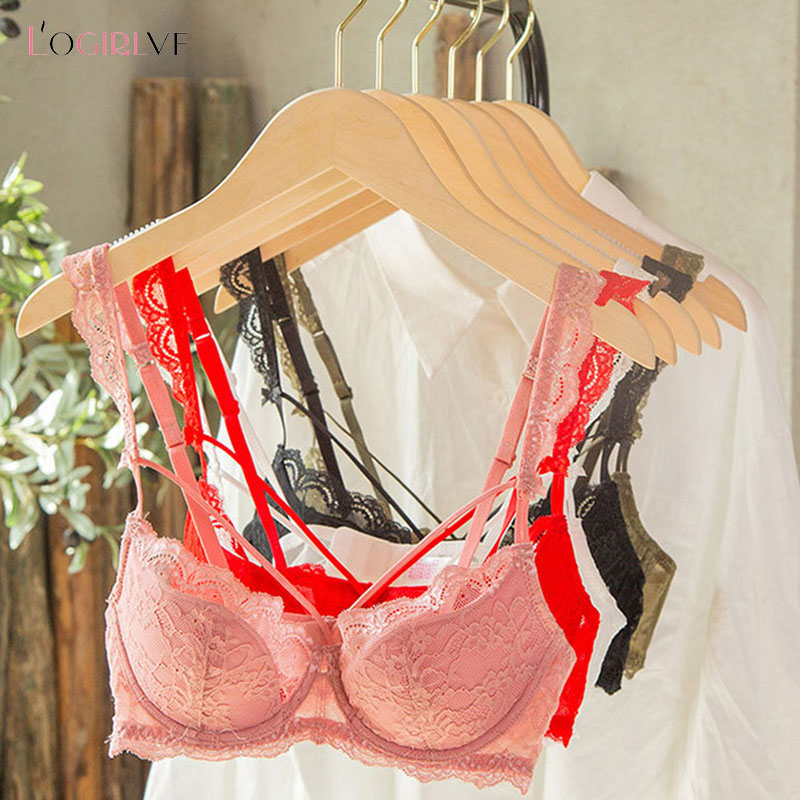 Logirlve New Lingerie Push Up Bra Set Embroidery Lace Underwear Set Beauty  Back Bra Panties Sets For Women Underwear Color Red Cup Size 75D