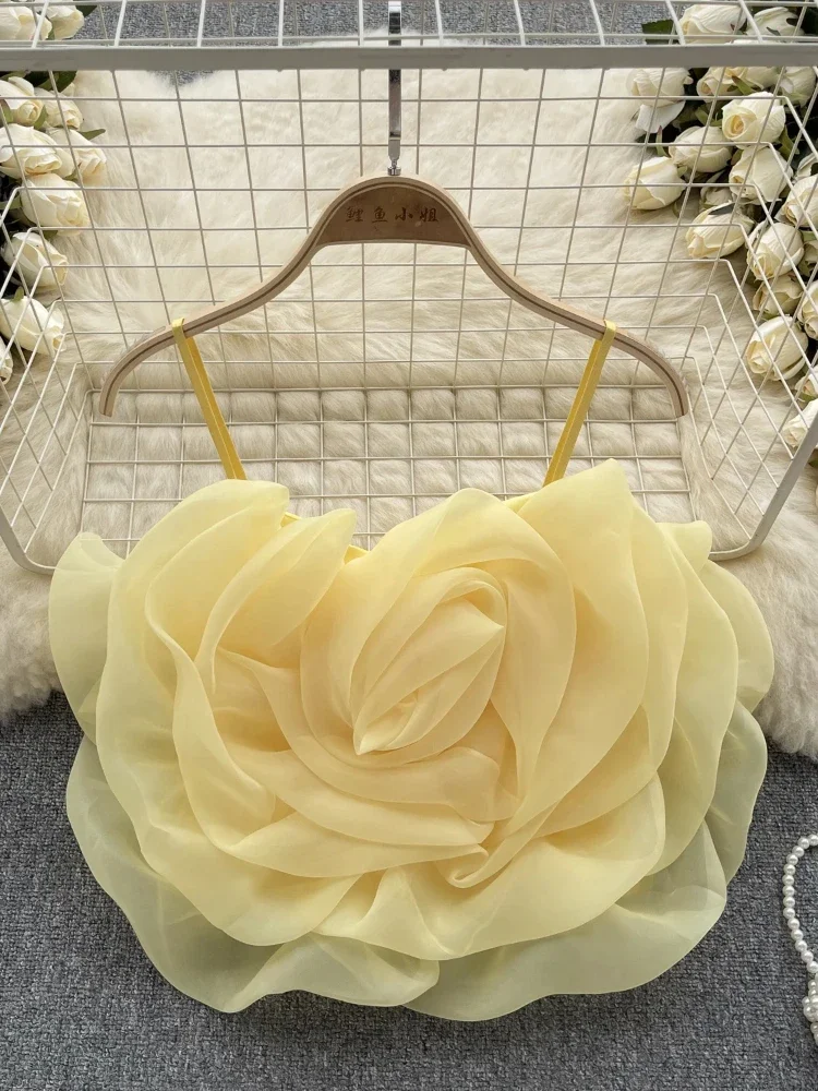 Chic Vintage Backless Corset Bustier Floral Pleated Tank Top Korean Fashion Sling Crop Top - Image 4