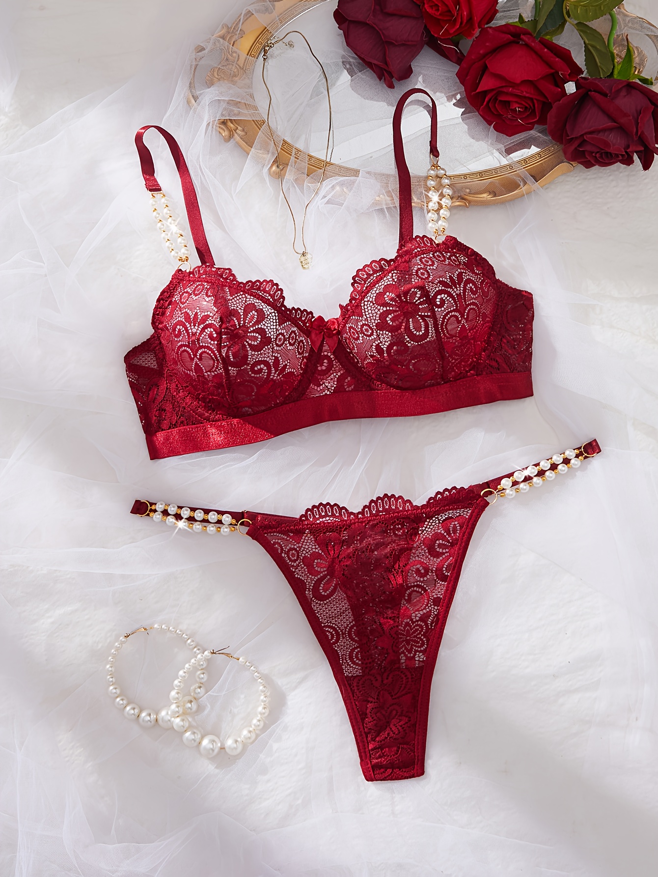 product-fancy-8a224d3d-857e-48aa-8287-eefadd66658c Seductive Lace And Pearl Chain Accessory Women'S Lingerie Set, Featuring a Sexy Bra And Panties in a Two-Piece Ensemble - Image 3