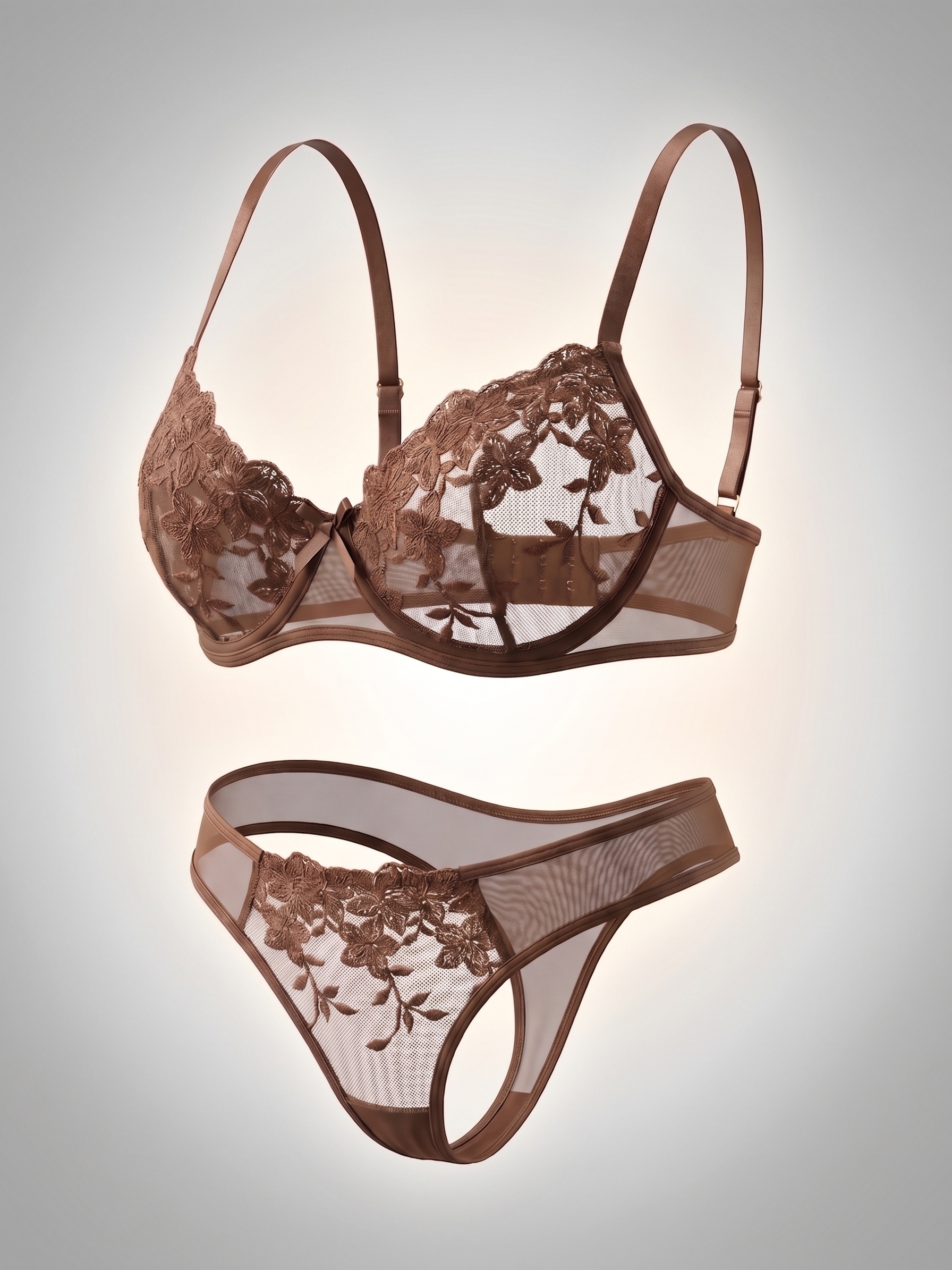 product-fancy-20676d70-d40d-4ad7-ac84-b58295ba0e6c Women'S Coffee-Colored Floral , Women'S Comfortable Bra And Panty Set, Suitable for Romantic Nights with Couples - Image 5